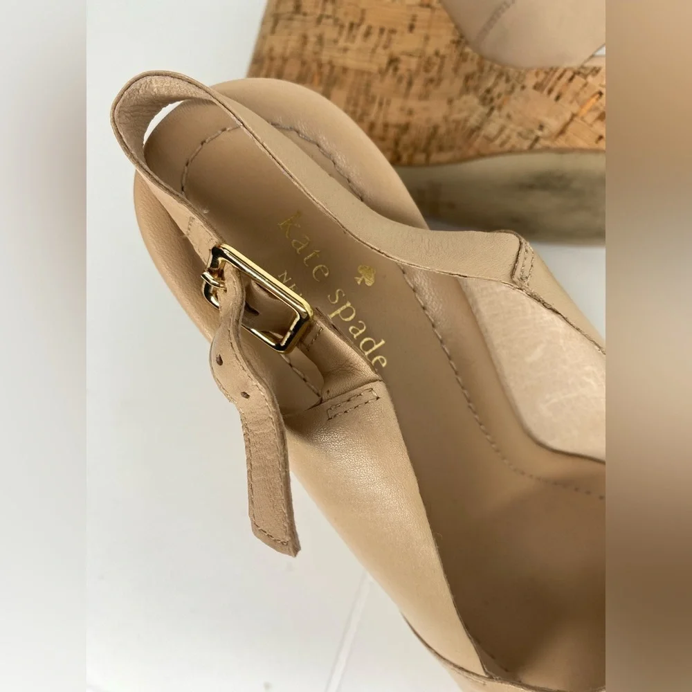 KATE SPADE Rock Stud Tan Wedge Sandals